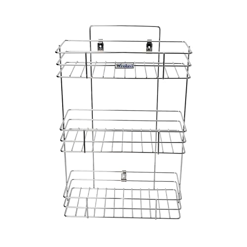 Image of 3 Layer Stainless Steel Kitchen Rack | Multipurpose Wall Hanging Shelves for Utensils, Oil Bottles & Spices | Bathroom Storage Organizer Stand | Durable & Rust-Free 3-Tier Container Holder