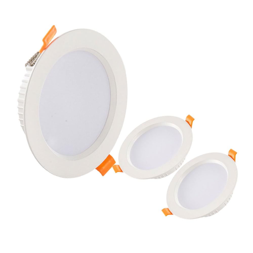ASerZenith Selectable Ultra-Thin Recessed Lighting, 3 Pack 3Cct Led Recessed Ceiling Light, 3000K/4000K/6000K, 7W,9W,12W,15W White Round Baffle Trim Downlight/12W/6000K