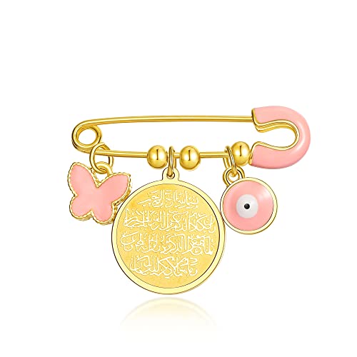Image of 18K Gold Plated Baby Evil Eye Pin Baby Protection Jewish Brooch Jewelry Diaper Stroller
