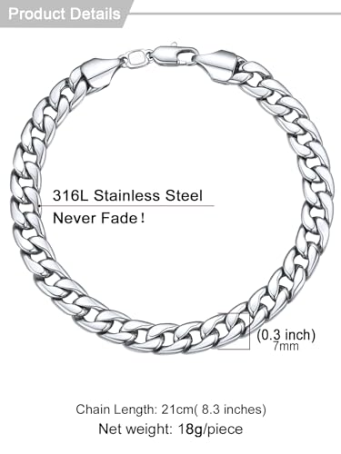 Pulsera Cadena Link para Hombre Acero Inoxidable 8.3 Pulg miniatura 5