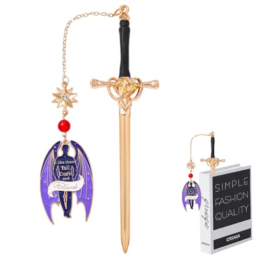 Marcapáginas De Metal, Dragón Marcapaginas, Punto De Libro Con Colgante De Piedras Preciosas, Personalizar Espada Bookmark, Para Profesores, Estudiantes, Amantes De Los Libros (Pterodáctilo morado)