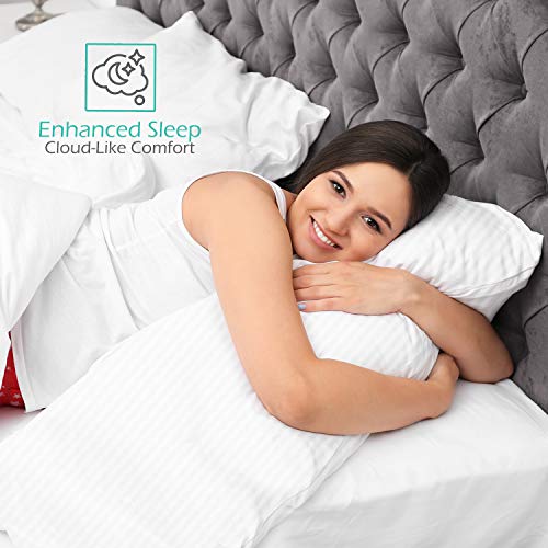 Image of Nestl Body Pillow for Adults - Long Pillow for Bed -Down Alternative Pregnancy Pillow - 100% Cotton Pillow with Polyester Fiber Filling - Soft Pillow for Side Sleeper - 20 x 54 Inches