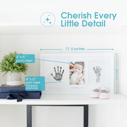 Pearhead Babyprints Newborn Handprint and Footprint Photo Frame with Clean-Touch Ink Pad, Gender-Neutral Baby Keepsake Picture Frame Nursery Décor, Mother’s Day Accessory, White - Image 3