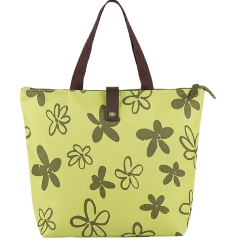 Bolsa de Praia Estampada com Alças Reforçadas – Grande e Dobrável – Piscina, Mar ou Viagem (Floral Verde)