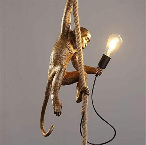 Decor chronicle Gold Monkey Hanging Lamp | Warm White LED Pendant Light | Ceiling Hanging Lights for Living Room, Bedroom, Hall | Modern Metal Acrylic Lamp | Height Adjustable | Indoor Use-image-10
