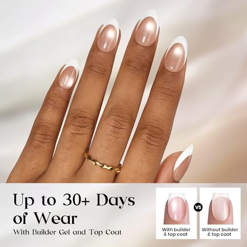 Image of Beetles French Tip Press On Nails 160Pcs Short Almond Soft Nail Gel Tips | 16 Sizes Gel Painted Cat Eye Brown Fake Nails, DIY Manicure Glassy Amber French