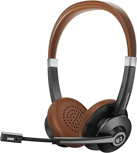 Wireless Headphones with Microphone, HD Stereo Sound & Noise Isolating Bluetooth Headset with Mute Button, Comfortable 25Hrs Playtime Hands Free On Ear Headphones for Cell Phone Calls Music Work