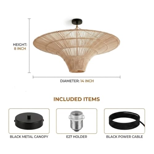 Image of Bamboo Light for Balcony | Ratten Lamp Shade for Living Room | Cane Indoor Light | Ceiling Hanging Light | Style Umberella` (Mini, Dia-4 inch (for Small Area))
