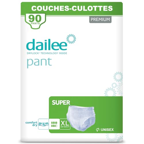 Dailee Pants Super XL - 90x Couches Adultes, 6 Paquets de 15 Couche Culotte Incontinence Femme et Homme - Slip Incontinence, 90 Culotte Jetable