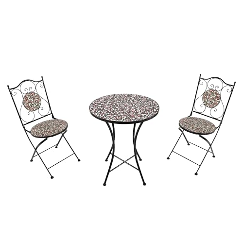 AXI Amélie Table et Chaise Bistrot, 2 Chaises 1 Table, Ensemble Bistro Extérieur Rose Rose | Salon de Jardin Bistrot, Table Bistrot Mosaique pour...
