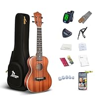 PHOENIX Concert Ukulele 23 Inch Ukelele Bundle Kit for Kids Beginner Professional Acoustic Ukelele for Adult Student Starter Solid Mahogany with String Bag Tuner Pick