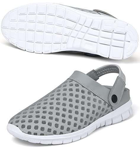 SAGUARO Hommes Sabots de Jardin Chaussures de Plage Respirant Perforés Légère Sabot Infirmiere D'Été Gris 43 EU