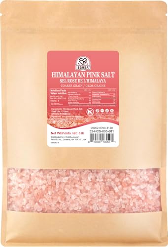 52USA Himalayan Pink Salt, Coarse Grain, 80 oz (5 Pound), Pink Himalayan Sea Salt, Sea Salt for Grinder Refill, Kosher Salt