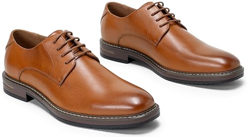 Image of Jousen Men's Dress Shoes Cap Toe Formal Oxfords for Men Business Lace Up Casual Comfortable Shoes