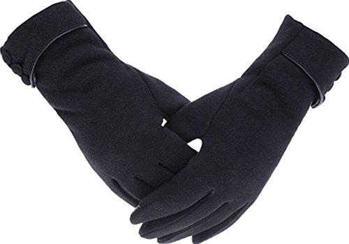 X&F Women's Elegant Velvet Touchscreen Mittens Winter Warm Texting Gloves Black