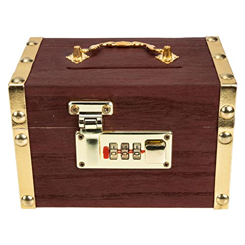 Vintage Wood Treasure Chest With Lock Retro Money Bank Kids Money Box Piggy Bank Memory Hobby Preservation Rustic Decorative Treasure Box Vintage Coin Boxes Treasure Chest For Kids Adults Keepsakes Mo #TOP1