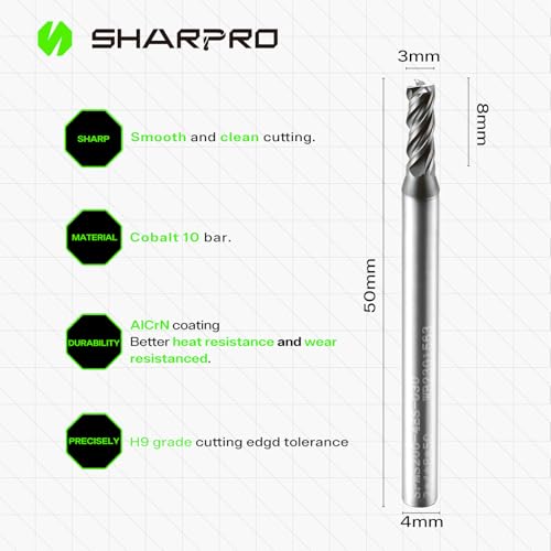 Image of 4mm Shank End Mill Set 3mm Cutting Dia. 4 Flutes AlCrN Coated Carbide Square CNC End Mills, Apply for Alloy Steel, Stainless Steel, and Various Cast Iron (5PCS)