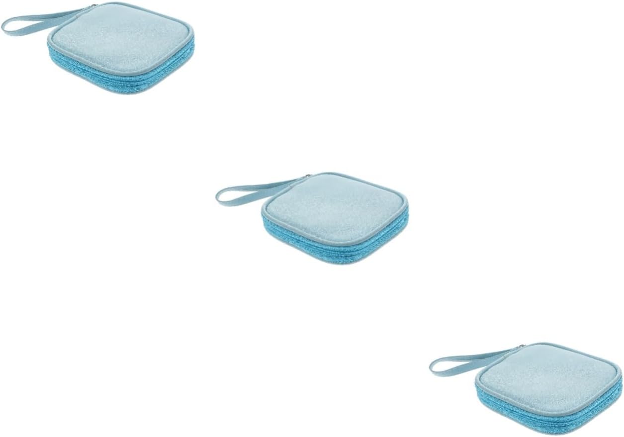 Angoily 3pcs Earbud Case for Travel Accessories Portable Earphone Storage Bag Dual Compartments for Headphones and Cables Multi-Functional Data Cable Organizer Pouch