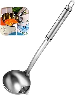 OJPLAND Filtering Soup Oil 304 Stainless Steel Spoon Cooking Fat Separator Skimmer Durable Spoon Cooking Filter Durable So...