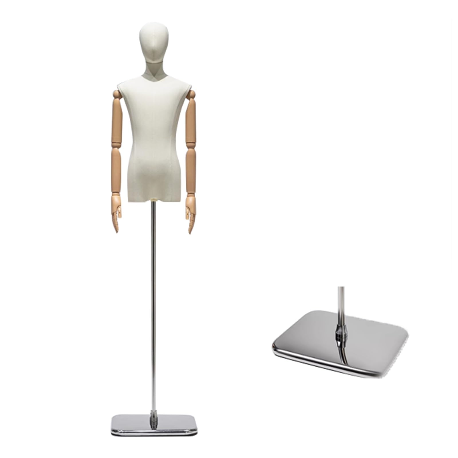 Mannequin buste enfant avec bras articulés en bois pour vitrine de magasin