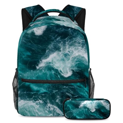 Sac à dos école 2 pièces tortue violette avec trousse pour élèves et ados