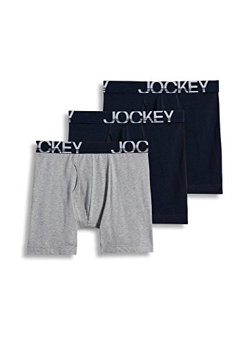 Jockey Men's Underwear ActiveStretch Midway Brief - 3 Pack, True Navy/Grey Heather/True Navy, s