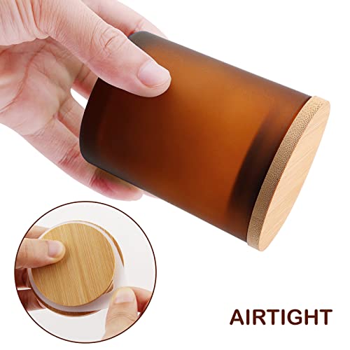Gotideal 12 Pack 9 Oz Frosted Amber Candle Jars With Bamboo Lids For Making Candles Supplies, Bulk Empty Candle Containers Tins Small Glass Jars For Candle Soy Wax #TOP4