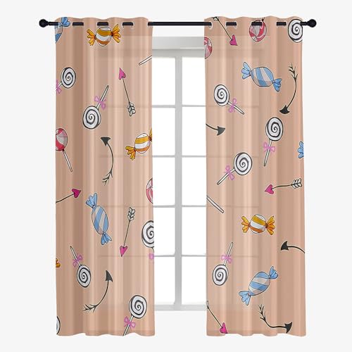 Mateju Cortinas Salon Modernas 2 Piezas, Cortinas Dormitorio, Visillos Salon, Ojales, para Comedor/Cocina (Marrón y Dulces,107x244cm)