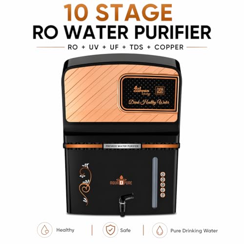 Image of AQUA D PURE Ro water Purifier with Aqua Copper Infusre Technology, 12 Liter UV, UF, TDS Adjuster, Suitable for all type of Water Supply, Best for Home and Office (Alkaline RO Water Purifier)