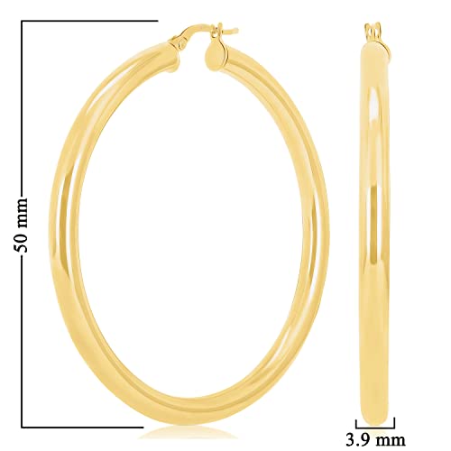 Image of Italian 14k Yellow Gold High Polished Round Hoop Earrings