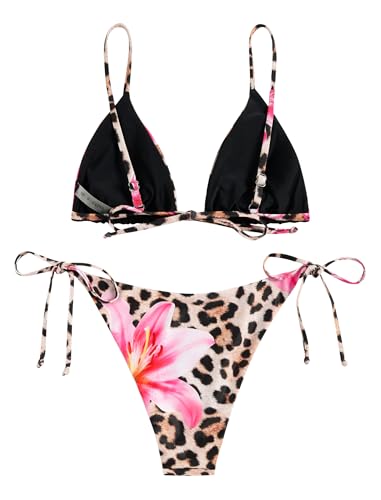 Image of ZAFUL Women's Triangle Bikini Floral String Bikini Set Two Piece Swimsuit Bathing Suits