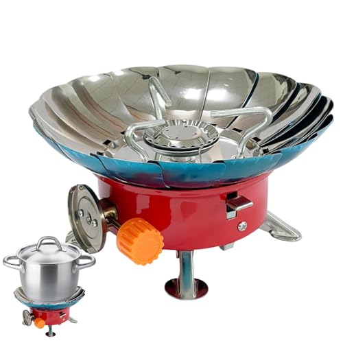 Estufa portátil de camping, estufa portátil para camping, equipo de cocina, compacto de aleación de aluminio, quemador de viento para actividades al aire libre, senderismo, picnic, barbacoa, pesca