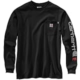 Carhartt Men's Flame Resistant Force Loose Fit Lightweight Long-Sleeve Logo Graphic T-Shirt, Black