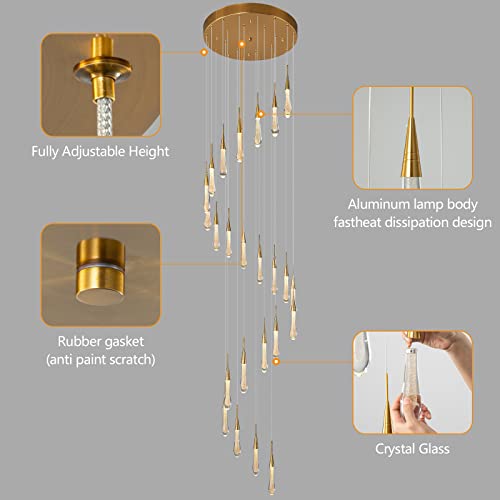 Lmqnine 24 Light Modern Crystal Chandelier Dimmable Led Gold Ceiling Light Crystal Bubble Pendant Lights Living Room Lobby 120W Stair Chandeliers, (Jp-020-24) #TOP4