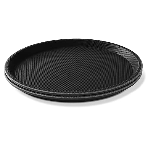 Jubilee 11" Round Restaurant Serving Trays (Set Of 2), Black - Nsf Certified Non-Slip Food Service Tray #TOP1