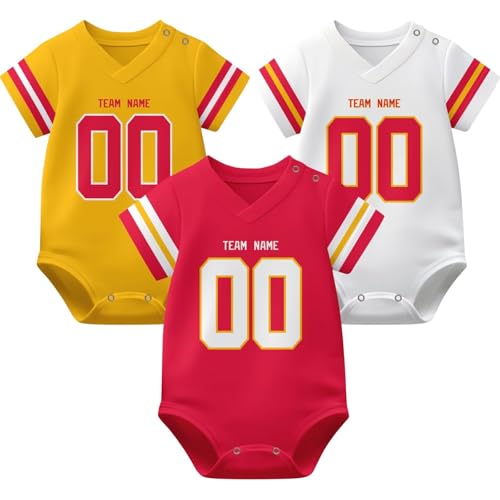 Image of KREDE Baby Clothes Unisex Bodysuit Jersey Style Custom Name Number for Baby Boys