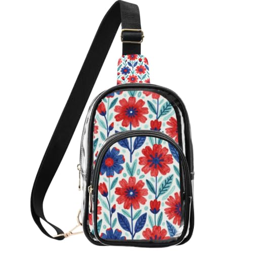 Bolso cruzado transparente de poliéster con bolsillo de cremallera y diseño ergonómico