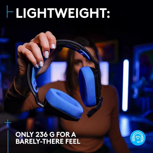 Logitech G G535 Lightspeed Wireless Gaming Headset - Lightweight on-ear headphones, flip to mute mic, 33 hour battery life, PS5, PS4, PC, USB-C rechargeable - Black/Blue - Image 5