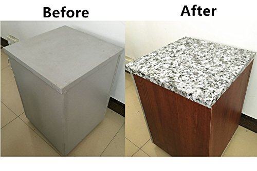 Teemall Light White Granite Look Marble Film Vinyl Self Adhesive Kitchen Countertop Peel Stick Wallpaper Decal 17.7''x98'' (Terrazzo)