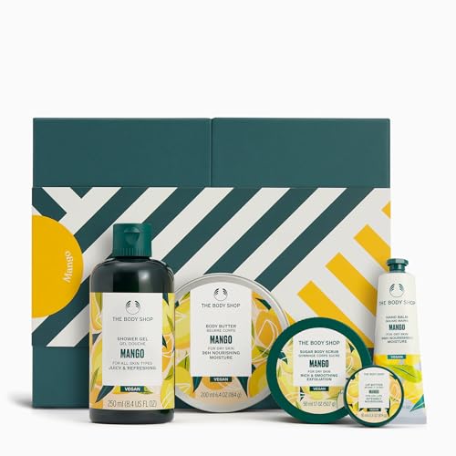 Contenuto del set regalo: lussuoso set con burro per il corpo al mango (200 ml), gel doccia (250 ml), scrub corpo (50 ml), crema mani (30 ml) e burro labbra (10 ml)