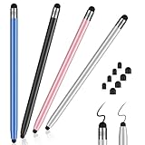 Mixoo 4 Stück Tablet Stift, 2-in-1 Stylus Pen mit 8xGummispitze,Touchscreen Stifte für Samsung ipad Smartphone Mobile i-Phone, Eingabestite Kompatibel mit Apple/Android/IOS/Huawei/Xiaomi/Surface