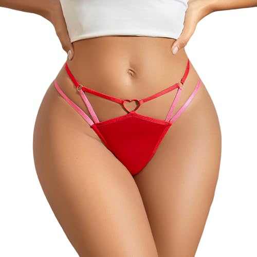 Generisch Conjunto de lencería para relajarse en casa perfecto para noches románticas citas todo el año portátil T-back bragas, rojo, L