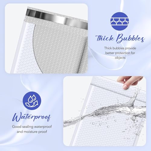 Image of Fuxury Bubble Mailers Bulk 9.5x14.5 inch 250 Pack White Large Padded Envelope | Usable Size 9.5x13.5 inch Self Seal Bubble Envelopes Padded Mailers Shipping Bags for Mailing book Shirt Small Business #4