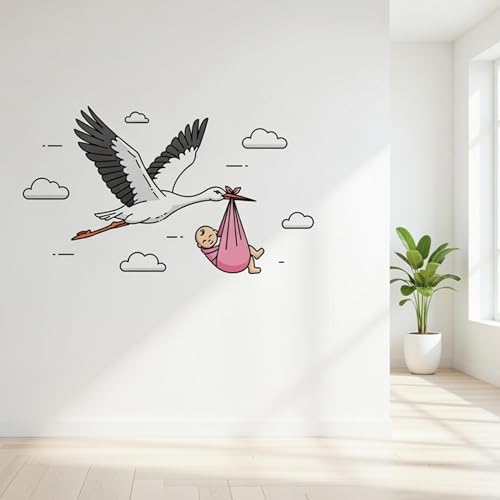 Vinilo Decorativo Stork Delivering Baby Girl 63 in miniatura 7