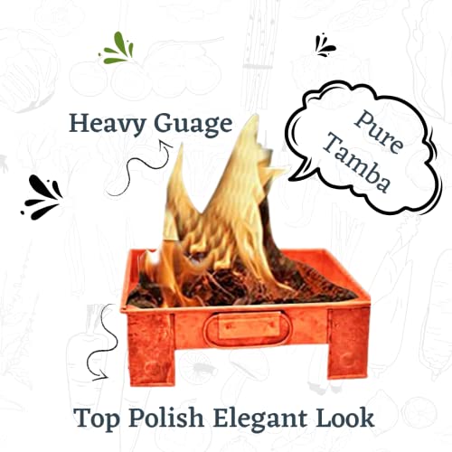 Image of Havan kund Pure Copper with Handle On Both Side, for Yagya Kund, Deepawali Pujan, Grah Puja,Birth, Marriage and Temples, Kund for Pooja and Yagya for Hindu Ritual (10 INCHES)