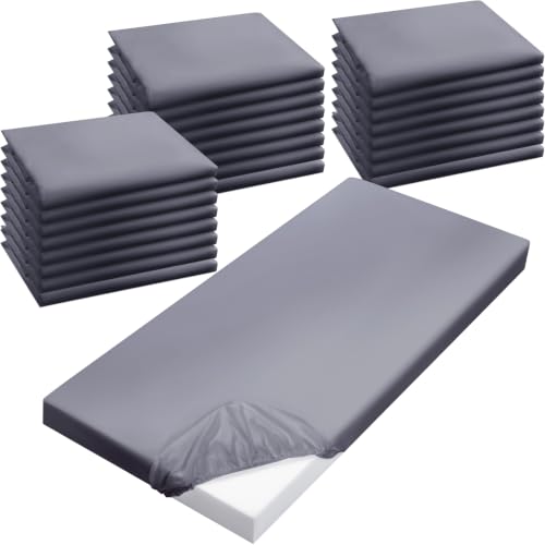 Image of VitalCozy 24 Pcs Daycare Cot Sheets for Sleeping Bulk 48 x 24 Inch Standard Size Preschool Soft Breathable Nap Rest Mat Crib Sheet for Kids Baby Boys Girls (Gray)
