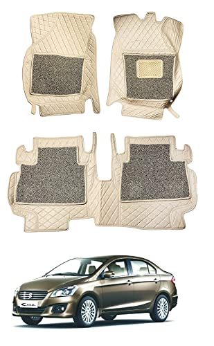 Image of Auto Hub Premium 7D car mat Maruti Ciaz, Luxury Double-Stich 7d Car Floor Mat Complete Set, 100% Waterproof and Washable, Color : Beige