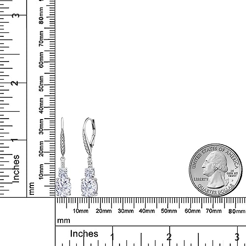 Gem Stone King 2-5 Cttw Oval Gemstone Birthstone and Lab Grown Diamond Drop Dangle Leverback Earrings for Women | 925 Sterling Silver | Oval 9X7MM Round 4MM and 1MM Accents3