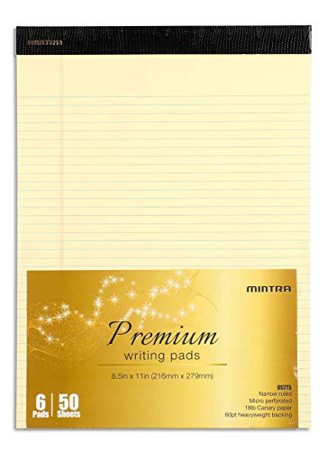 Image of Mintra Office Legal Pads, ((xPremium, 8.5in x 11in, Narrow (Canary), 36pk (6-6pks))