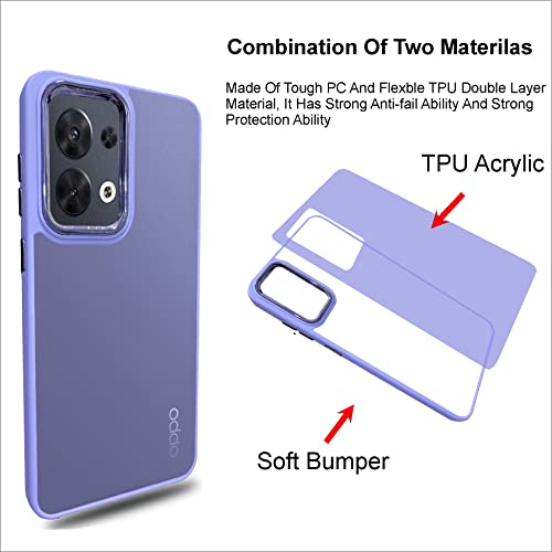 Image of A rtistque Frosted Translucent Back Cover Case for Oppo Reno 8 5G | Electroplated Chrome Ring | Raised Camera Edges for Protection | Smooth Sides TPU - Purple
